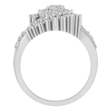 Round White Diamond  Marquise Shape Wedding Engagement Ring for Her (2.00 ctw, Color I-J, Clarity I2-I3) in 925 Sterling Silver