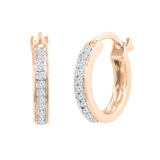 Round White Diamond Dainty Hoop Earrings for Women (0.15 ctw, Color I-J, Clarity I1-I2) in 14K Rose Gold