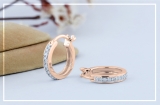 Round White Diamond Dainty Hoop Earrings for Women (0.15 ctw, Color I-J, Clarity I1-I2) in 14K Rose Gold