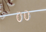 Round White Diamond Dainty Hoop Earrings for Women (0.15 ctw, Color I-J, Clarity I1-I2) in 14K Rose Gold