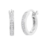 Round White Diamond Dainty Hoop Earrings for Women (0.15 ctw, Color I-J, Clarity I2-I3) in 925 Sterling Silver