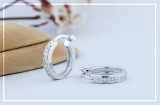 Round White Diamond Dainty Hoop Earrings for Women (0.15 ctw, Color I-J, Clarity I2-I3) in 925 Sterling Silver