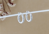 Round White Diamond Dainty Hoop Earrings for Women (0.15 ctw, Color I-J, Clarity I2-I3) in 925 Sterling Silver