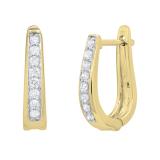 Round White Diamond Bewitching Geometric Hoop earrings for Women (0.24 ctw, Color I-J, Clarity I1-I2) in 14K Yellow Gold