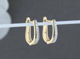 Round White Diamond Bewitching Geometric Hoop earrings for Women (0.24 ctw, Color I-J, Clarity I1-I2) in 14K Yellow Gold