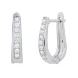 Round White Diamond Bewitching Geometric Hoop earrings for Women (0.24 ctw, Color I-J, Clarity I2-I3) in 925 Sterling Silver