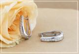 Round White Diamond Bewitching Geometric Hoop earrings for Women (0.24 ctw, Color I-J, Clarity I2-I3) in 925 Sterling Silver