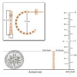 Bezel Set Round White Diamond Semi Circle Pushback Hoop Earrings for Women in 10K Rose Gold