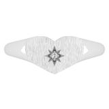 Round Accent White Diamond Solitaire Heart Youth Promise Ring for Women in 925 Sterling Silver