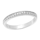 Round White Diamond Milgrain Edged Anniversary Wedding Band for Women (0.20 ctw Color I-J Clarity I1-I2) in 14K White Gold