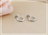 0.09 Carat (ctw) Round White Diamond 3 Stone Stud Earrings for Women in 14K White Gold in Screw Back