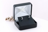 0.09 Carat (ctw) Round White Diamond 3 Stone Stud Earrings for Women in 14K White Gold in Screw Back