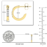 0.09 Carat (ctw) Round White Diamond 3 Stone Stud Earrings for Women in 18K Yellow Gold in Push Back
