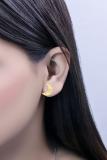 Round White Diamond Bezel Set Crescent Moon Stud Earrings for Women (0.13 ctw Color I-J Clarity I1-I2) in 14K Yellow Gold in Push Back