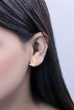 Round White Diamond Bezel Set Crescent Moon Stud Earrings for Women (0.13 ctw Color I-J Clarity I1-I2) in 18K Rose Gold in Screw Back
