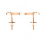 Round White Diamond Bezel Set Crescent Moon Stud Earrings for Women (0.13 ctw Color I-J Clarity I1-I2) in 18K Rose Gold in Screw Back