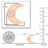 Round White Diamond Bezel Set Crescent Moon Stud Earrings for Women (0.13 ctw Color I-J Clarity I1-I2) in 18K Rose Gold in Screw Back