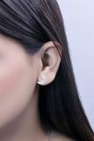 Round White Diamond Bezel Set Crescent Moon Stud Earrings for Women (0.13 ctw Color I-J Clarity I2-I3) in 925 Sterling Silver in Screw Back