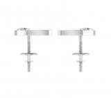 Round White Diamond Bezel Set Crescent Moon Stud Earrings for Women (0.13 ctw Color I-J Clarity I2-I3) in 925 Sterling Silver in Screw Back