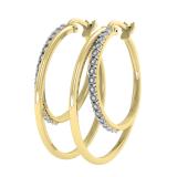 Round White Diamond Illusion Set Double Hinged Hoop Earrings for Women (0.10 Carat, Color I-J, Clarity I2-I3) in 10K Yellow Gold