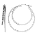 Round White Diamond Illusion Set Double Hinged Hoop Earrings for Women (0.10 Carat, Color I-J, Clarity I2-I3) in 925 Sterling Silver