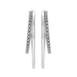 Round White Diamond Illusion Set Double Hinged Hoop Earrings for Women (0.10 Carat, Color I-J, Clarity I2-I3) in 925 Sterling Silver