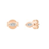 4x2mm Each Marquise White Diamond Solitaire Bezel Style Stud Earrings for Women in 18K Rose Gold in Push Back