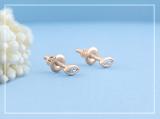 4x2mm Each Marquise White Diamond Solitaire Bezel Style Stud Earrings for Women in 18K Rose Gold in Screw Back