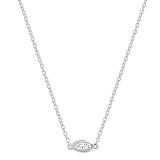 4x2mm Marquise White Diamond Bezel Style Pendant for Women with 18 inch Gold Chain (0.10 ctw Color I-J Clarity I2-I3) in 10K White Gold