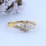 0.50 Carat (ctw) 14k Yellow Gold Round Diamond Ladies Swirl Engagement 3 Stone Bridal Ring 1/2 CT