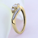 0.50 Carat (ctw) 14k Yellow Gold Round Diamond Ladies Swirl Engagement 3 Stone Bridal Ring 1/2 CT
