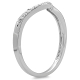 0.12 Carat (ctw) 10K White Gold Round Diamond Ladies Anniversary Wedding Stackable Band Guard Ring