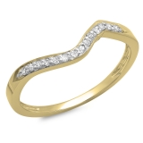 0.12 Carat (ctw) 10K Yellow Gold Round Diamond Ladies Anniversary Wedding Stackable Band Guard Ring