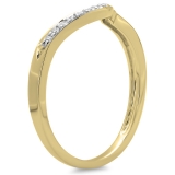 0.12 Carat (ctw) 10K Yellow Gold Round Diamond Ladies Anniversary Wedding Stackable Band Guard Ring