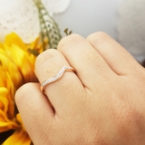 0.12 Carat (ctw) 14K Rose Gold Round Diamond Ladies Anniversary Wedding Stackable Band Guard Ring