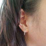 0.25 Carat (ctw) 10K White Gold Round White Diamond Fine Dainty Hoop Earrings 1/4 CT
