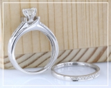 0.75 Carat (ctw) 10k White Gold Princess & Round Diamond Ladies Bridal Ring Set Matching Band 3/4 CT