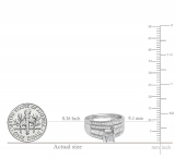 0.75 Carat (ctw) 10k White Gold Princess & Round Diamond Ladies Bridal Ring Set Matching Band 3/4 CT