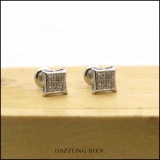 0.10 Carat (ctw) Sterling Silver Real Diamond Kite Shape Mens Hip Hop Iced Stud Earrings 1/10 CT