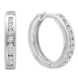 0.25 Carat (ctw) 10K White Gold Round Cut White Cubic Zirconia Hoop Earrings 1/4 CT