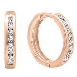 0.25 Carat (ctw) 14K Rose Gold Round Cut White Cubic Zirconia Hoop Earrings 1/4 CT