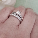 0.55 Carat (ctw) 14k White Gold Princess Diamond Ladies Bridal Engagement Ring Matching Band Set