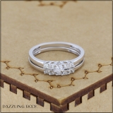 0.55 Carat (ctw) 18K White Gold Princess Diamond Ladies 5 Stone Bridal Engagement Ring Matching Band Set 1/2 CT