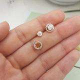 1.00 Carat (ctw) 14k Yellow Gold Round Diamond Halo Stud Earrings with Removable Jackets