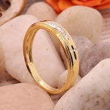 0.15 Carat (ctw) 18K Yellow Gold Plated Sterling Silver 3 Stone Round Diamond Cross Design Mens Band Ring