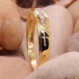 0.15 Carat (ctw) 18K Yellow Gold Plated Sterling Silver 3 Stone Round Diamond Cross Design Mens Band Ring