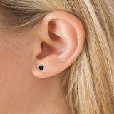 0.40 Carat (ctw) Black Plated 10K White Gold Black Round Cut Diamond Cluster Flower Stud Earrings