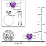 9mm Heart Shaped Amethyst with 0.63 CT Round White Diamond Halo Style Engagement Ring Set for Her in 10K White Gold