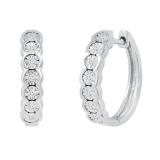 Round White Diamond Illusion Hoop Earrings for Women (0.09 ctw, Color I-J, Clarity I2-I3) in 925 Sterling Silver