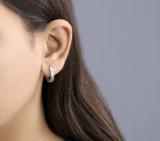 Round White Diamond Illusion Hoop Earrings for Women (0.09 ctw, Color I-J, Clarity I2-I3) in 925 Sterling Silver